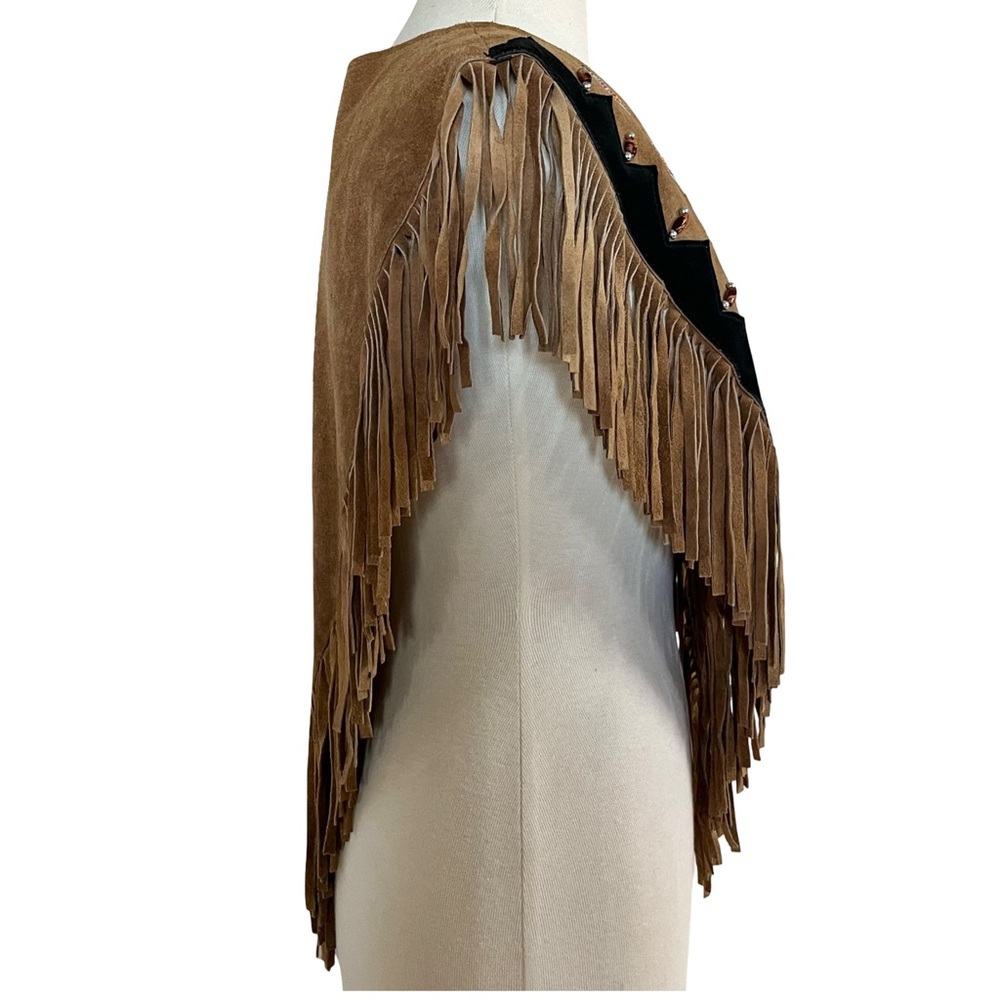 Vintage Brown and Black Fringe Western Cape - Picture 6 of 7